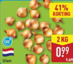 2 kg uien voor €0,99 bij de Aldi