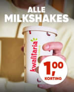 €1 korting op alle milkshakes bij Kwalitaria
