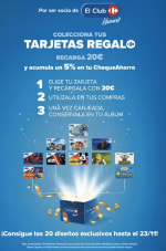 5% en ChequeAhorro al comprar Tarjetas Regalo coleccionables en Carrefour