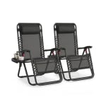 SONGMICS folding zero-gravity reclining chairs set with tray and adjustable headrests