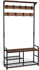VOUNOT Perchero de pie con zapatero 185x85x33cm por 29,99€ en Amazon