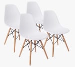 Pack de 4 sillas Dinamarca Estilo nórdico Patas de Madera blanco o negro por 40,36€