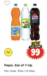 Alle Pepsi, Sisi of 7-Up voor €0,99 bij Dirk