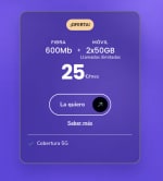 Finetwork Fibra 600Mb + 2 líneas MÓVIL 50GB ¡Llamadas ilimitadas! por solo 25€