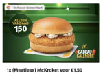 1 McKroket voor ¢1,50 bij Mc Donalds