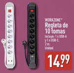 Regleta WORKZONE de 10 tomas por solo 14,99€