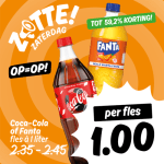Coca Cola Fles 1L voor €1