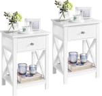 Juego de 2 mesitas de Noche con 1 cajón y Almacenamiento Abierto por 68,39€
