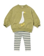 babykledingset comfort fit sweatstof dieren groen voor €12,99 bij Hema