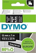 DYMO D1 etiquetas auténticas impresión blanca sobre fondo negro 12 mm × 7 m por 3.64€