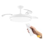 Ventilador techo oculto aspas plegables, blanco/negro, lámpara LED de 58W por 35.84€
