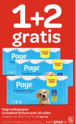 1+2 gratis op Page toiletpapier bij de Spar