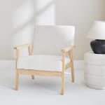 Fauteuil scandinave bois de peuplier, d'hévéa et bouclette à 69,99€