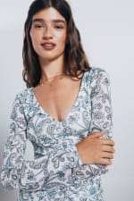 Camiseta gasa escote frunces estampada por 3.19€