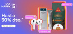 Mega ofertas Los Happy 5 hasta 85% descuento + cupones descuentos de 10€, 7€, 5€ y 2€