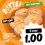 5 roomboter gevulde koeken mini voor €1, bij Poiesz