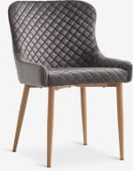 Silla de comedor PEBRINGE terciopelo gris/color roble por 25€ en JYSK