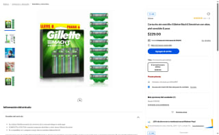 Cartucho Gillette Mach3 Sensitive 8pzas $229 | Oferta Walmart