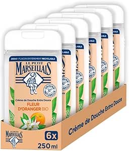 Lot de 6 flacons de Crème de Douche Extra Douce Fleur d'Oranger Bio 250 ml à 9,96€