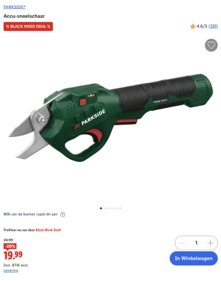 Parkside Accu-snoeischaar voor 19,99 euro