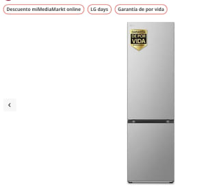 LG GBV3200DPY Frigorífico Combi 387L por 548€