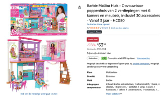 Barbie vakantie poppenhuis voor €53,59 dmv code bij Amazon