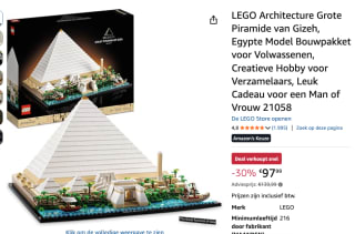 LEGO Architectuur 21058 Grote Piramide van Gizeh voor €97,99 bij Amazon