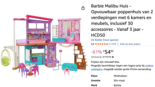 Barbie Malibu Huis voor €54,90 bij Amazon
