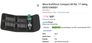 Wera Kraftform Compact 60 RA, 17-delig voor €49,82 bij Amazon