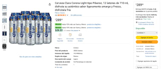 Cerveza Corona Light 12 Pack 710ml por $289 | Oferta Amazon