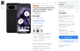 Google Pixel 8 128GB Reacondicionado por $5,346 en Mercado Libre