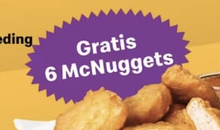 Gratis 6 McNuggets bij je bestelling bij Mc Donalds via Thuisbezorgd