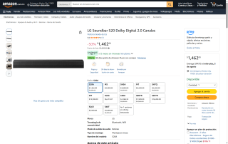 Barra de Sonido LG S20A 2.0 por $1,462 | Oferta Amazon