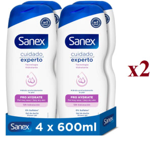 2 Packs de 4x600ml de Gel De Ducha Cuidado Experto Pro Hydrate Sanex por 14.16€