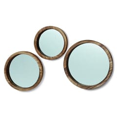 Nagina International 8420800 Set 3 espejos de pared rústicos madera sostenible vidrio