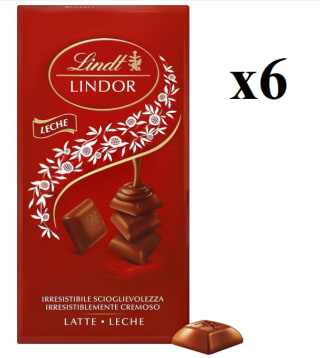 6 Unidades de Tableta de Chocolate LINDOR Leche Singles 100g - Lindt por 14.76€
