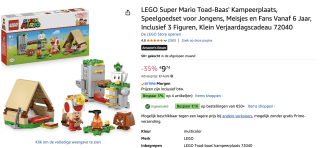 LEGO Super Mario Toad-Baas' Kampeerplaats voor €9,74