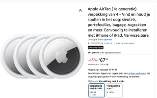 Apple AirTag - 4 Pack voor €67,99 bij Amazon