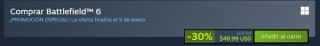 Battlefield 6 por $909 | Descuento Steam