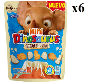 6 Bolsas de Mini Galletas DINOSAURUS Choco Blanco 100 Gr por 6.42€