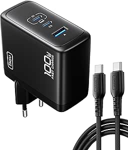 INIU Cargador USB C GaN 100W, 3-Puertos Cargador Rápido por 17.23€
