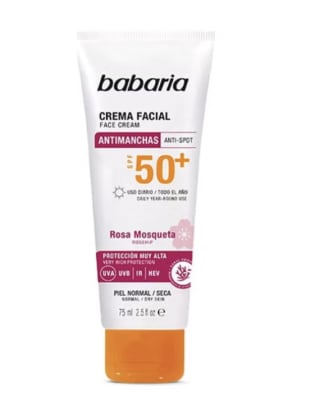 BABARIA crema protectora solar spf 50 rosa mosqueta 75ml por 7,50€