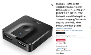 Ugreen 2 In 1 Uit HDMI Switcher 4K@60Hz voor €7,21 bij Amazon