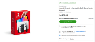 Nintendo Switch OLED Blanco $4,022 | Bodega Aurrera (BBVA 12 MSI)
