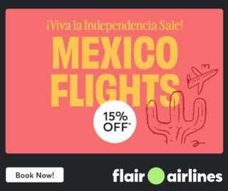 Cupón Flair: 15% de descuento vuelos entre México y Canadá