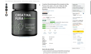 Creatina Micronizada 450g por $112 | Oferta Amazon