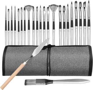 Set Pinceles Pintura Acrilica Profesional, 25 Piezas Premium Juego de Oleo por 9,49€