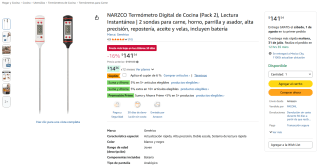 Termómetro Digital NARZCO Pack 2 por $133 | Amazon