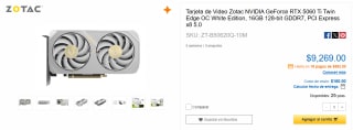 Tarjeta Zotac RTX 5060 Ti Twin Edge OC White Edition 16GB por $9,269 | CyberPuerta