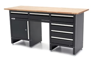 Établi HBM 171 cm avec 6 tiroirs 1 porte et plan de travail en bois massif à 279,99€